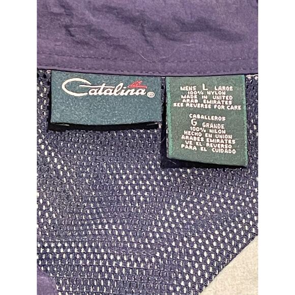 Catalina Mens Golf Windbreaker Green Pullover Jacket 1/4 Button Vented Back L - Picture 3 of 6